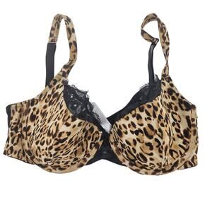 Cacique Animal Print Lace French Balconette Full Coverage Bra Size 36DD